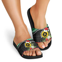 Vanuatu Pig's Tusk Meri Krismas! Slide Sandals Vanuatuan Sand Drawing Pattern - Polynesian Pride
