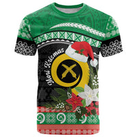 Vanuatu Pig's Tusk Meri Krismas! T Shirt Vanuatuan Sand Drawing Pattern LT9 Green - Polynesian Pride