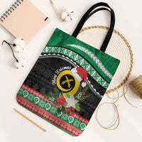 Vanuatu Pig's Tusk Meri Krismas! Tote Bag Vanuatuan Sand Drawing Pattern - Polynesian Pride