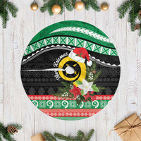 Vanuatu Pig's Tusk Meri Krismas! Tree Skirt Vanuatuan Sand Drawing Pattern LT9 Casual Green - Polynesian Pride