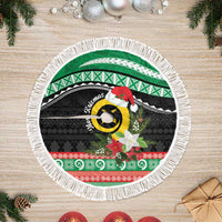 Vanuatu Pig's Tusk Meri Krismas! Tree Skirt Vanuatuan Sand Drawing Pattern LT9 Fringed Green - Polynesian Pride