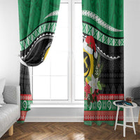 Vanuatu Pig's Tusk Meri Krismas! Window Curtain Vanuatuan Sand Drawing Pattern - Polynesian Pride