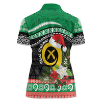 Vanuatu Pig's Tusk Meri Krismas! Women Polo Shirt Vanuatuan Sand Drawing Pattern LT9 - Polynesian Pride