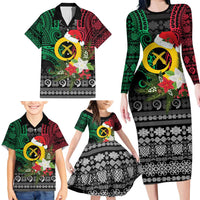 Vanuatu Pig's Tusk Meri Krismas! Family Matching Long Sleeve Bodycon Dress and Hawaiian Shirt Vanuatuan Ancient Art Spirit - Polynesian Pride
