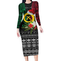 Vanuatu Pig's Tusk Meri Krismas! Family Matching Long Sleeve Bodycon Dress and Hawaiian Shirt Vanuatuan Ancient Art Spirit - Polynesian Pride