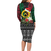 Vanuatu Pig's Tusk Meri Krismas! Family Matching Long Sleeve Bodycon Dress and Hawaiian Shirt Vanuatuan Ancient Art Spirit - Polynesian Pride