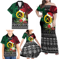Vanuatu Pig's Tusk Meri Krismas! Family Matching Off Shoulder Maxi Dress and Hawaiian Shirt Vanuatuan Ancient Art Spirit - Polynesian Pride