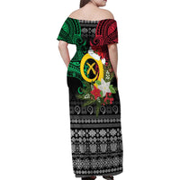 Vanuatu Pig's Tusk Meri Krismas! Family Matching Off Shoulder Maxi Dress and Hawaiian Shirt Vanuatuan Ancient Art Spirit - Polynesian Pride