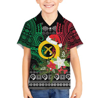 Vanuatu Pig's Tusk Meri Krismas! Family Matching Off Shoulder Short Dress and Hawaiian Shirt Vanuatuan Ancient Art Spirit - Polynesian Pride