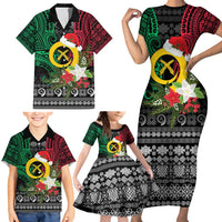 Vanuatu Pig's Tusk Meri Krismas! Family Matching Short Sleeve Bodycon Dress and Hawaiian Shirt Vanuatuan Ancient Art Spirit - Polynesian Pride