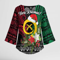 Vanuatu Pig's Tusk Meri Krismas! Kimono Sleeve Blouse Vanuatuan Ancient Art Spirit - Polynesian Pride