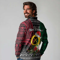 Vanuatu Pig's Tusk Meri Krismas! Long Sleeve Polo Shirt Vanuatuan Ancient Art Spirit - Polynesian Pride