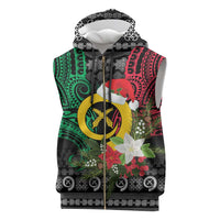 Vanuatu Pig's Tusk Meri Krismas! Sleeveless Zip Hoodie Vanuatuan Ancient Art Spirit - Polynesian Pride