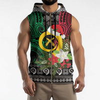 Vanuatu Pig's Tusk Meri Krismas! Sleeveless Zip Hoodie Vanuatuan Ancient Art Spirit - Polynesian Pride