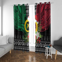 Vanuatu Pig's Tusk Meri Krismas! Window Curtain Vanuatuan Ancient Art Spirit - Polynesian Pride