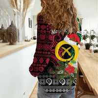 Vanuatu Pig's Tusk Meri Krismas! Women Casual Shirt Vanuatuan Ancient Art Spirit - Polynesian Pride