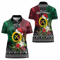 Vanuatu Pig's Tusk Meri Krismas! Women Polo Shirt Vanuatuan Ancient Art Spirit - Polynesian Pride