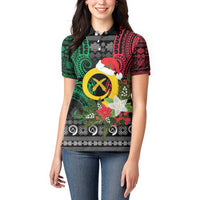 Vanuatu Pig's Tusk Meri Krismas! Women Polo Shirt Vanuatuan Ancient Art Spirit - Polynesian Pride