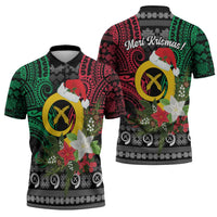 Vanuatu Pig's Tusk Meri Krismas! Zipper Polo Shirt Vanuatuan Ancient Art Spirit - Polynesian Pride