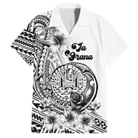 Ia Orana Tahiti Personalised Family Matching Off Shoulder Long Sleeve Dress and Hawaiian Shirt French Polynesia Hook Tattoo Special White Color LT9