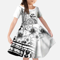 Ia Orana Tahiti Personalised Family Matching Off Shoulder Maxi Dress and Hawaiian Shirt French Polynesia Hook Tattoo Special White Color LT9