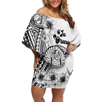 Ia Orana Tahiti Personalised Family Matching Off Shoulder Short Dress and Hawaiian Shirt French Polynesia Hook Tattoo Special White Color LT9