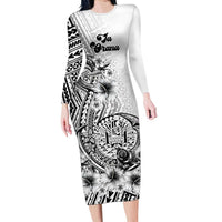 Ia Orana Tahiti Personalised Long Sleeve Bodycon Dress French Polynesia Hook Tattoo Special White Color LT9