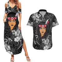 New Zealand Custom Women's Day Couples Matching Summer Maxi Dress and Hawaiian Shirt Maori Girl Feathers of Hope - Black LT9 Black - Polynesian Pride