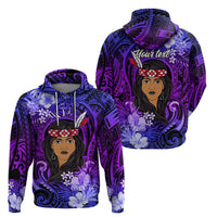 New Zealand Custom Women's Day Hoodie Maori Girl Feathers of Hope - Purple LT9 - Polynesian Pride