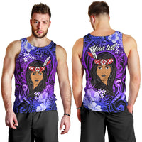 New Zealand Custom Women's Day Men Tank Top Maori Girl Feathers of Hope - Purple LT9 - Polynesian Pride