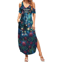 New Zealand Matariki Pohutukawa Summer Maxi Dress Te Mauri te Ora LT9 Women Art - Polynesian Pride