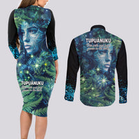 New Zealand Matariki Tupuanuku Couples Matching Long Sleeve Bodycon Dress and Long Sleeve Button Shirt Te Wā o te Hauhake