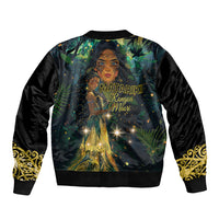 New Zealand Matariki Sleeve Zip Bomber Jacket Rongoā Māori Wellbeing and Good Luck