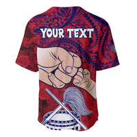 Personalised Fathers Day Polynesian Islands American Samoa Baseball Jersey Dad Ou Te Alofa Ia Te Oe Tama - Polynesian Flowers Tribal LT9 - Polynesian Pride