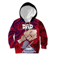 Personalised Dads Day American Samoa Kid Hoodie Dad Ou Te Alofa Ia Te Oe Tama - Polynesian Flowers Tribal LT9 Hoodie Red - Polynesian Pride