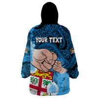 Personalised Dads Day Fiji Wearable Blanket Hoodie Dad Au Lomani Iko - Polynesian Flowers Tribal LT9 - Polynesian Pride