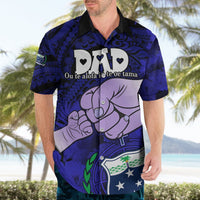 Personalised Dads Day Samoa Hawaiian Shirt Dad Ou Te Alofa Ia Te Oe Tama - Blue Polynesian Flowers Tribal LT9 - Polynesian Pride