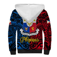 125th Independence Anniversary Philippines Sherpa Hoodie Polynesian Pilipinas Flag Style - Black LT9 - Polynesian Pride