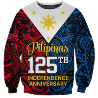125th Independence Anniversary Philippines Sweatshirt Polynesian Pilipinas Flag Style - Black LT9 Unisex Black - Polynesian Pride