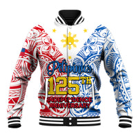 Polynesian Philippines Baseball Jacket Pilipinas Flag Style for 125th Independence Anniversary White LT9 Unisex White - Polynesian Pride