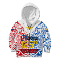 Polynesian Philippines Kid Hoodie Pilipinas Flag Style for 125th Independence Anniversary White LT9 Zip Hoodie White - Polynesian Pride
