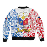 Personalised 125th Independence Anniversary Philippines Bomber Jacket Polynesian Pilipinas Flag Style - White LT9 - Polynesian Pride