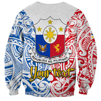 Personalised Polynesian Philippines Sweatshirt Pilipinas Flag Style for 125th Independence Anniversary White LT9 - Polynesian Pride