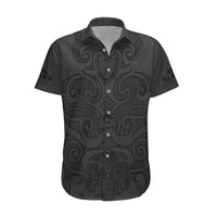 New Zealand Rugby Hawaiian Shirt - All Black Fern With Maori Tribal Pattern LT9 Black - Polynesian Pride