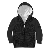 (Custom Text And Number) New Zealand Rugby Kid Hoodie All Black Fern with Maori Tribal Pattern LT9 - Polynesian Pride