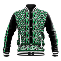 New Zealand Maori Niho Taniwha Baseball Jacket Kakariki Mangopare and Puhoro Pattern LT9 Unisex Green - Polynesian Pride