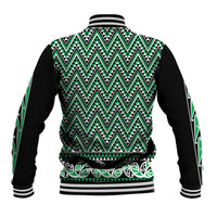 New Zealand Maori Niho Taniwha Baseball Jacket Kakariki Mangopare and Puhoro Pattern LT9 - Polynesian Pride