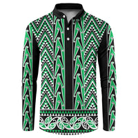 New Zealand Maori Niho Taniwha Button Sweatshirt Kakariki Mangopare and Puhoro Pattern LT9 Green - Polynesian Pride