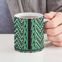 New Zealand Maori Niho Taniwha Ceramic Mug Kakariki Mangopare and Puhoro Pattern - Polynesian Pride