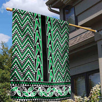 New Zealand Maori Niho Taniwha Garden Flag Kakariki Mangopare and Puhoro Pattern